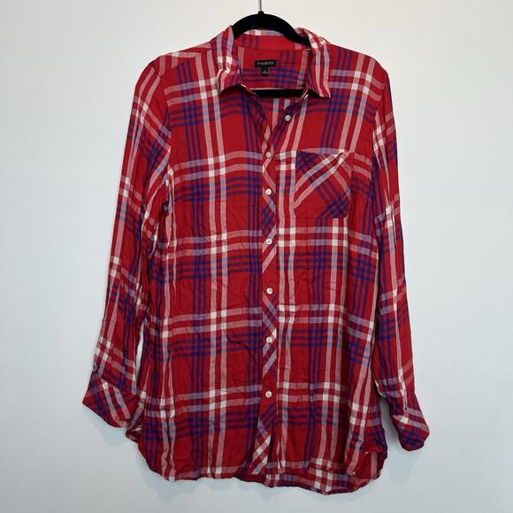 Talbots plaid woven button down blouse LG rayon fall autmn cozy - Picture 3 of 7